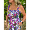 Evren Tropics Smocked Maxi Dress - Purple Floral