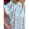 Liverpool Cap Sleeve Dolman 1/2 Zip Sweater - Cream with Camel