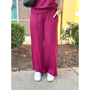 Leah Buttery Soft Knit Sweatpants - Merlot