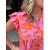 Cheryl Floral Print A-Line Tiered Dress - Pink/Orange