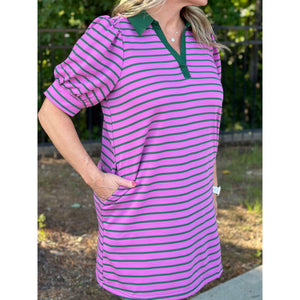 Audra V-Neck Puff Sleeve Dress - Orchid