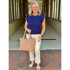 Jolene Short Sleeve Sweater Top - Navy/White