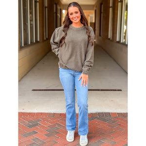 Calypso Essential Corded Crew Sweatshirt - Hunter Green