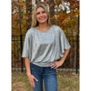 Courtney Round Neck Elbow Length Knit Top - Metallic Silver