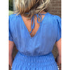 Rhoni Solid Double V-Neck Ruffle Sleeve Dress - Blue