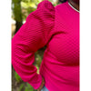 Evie Embossing Textured Sweatshirt - Cranberry