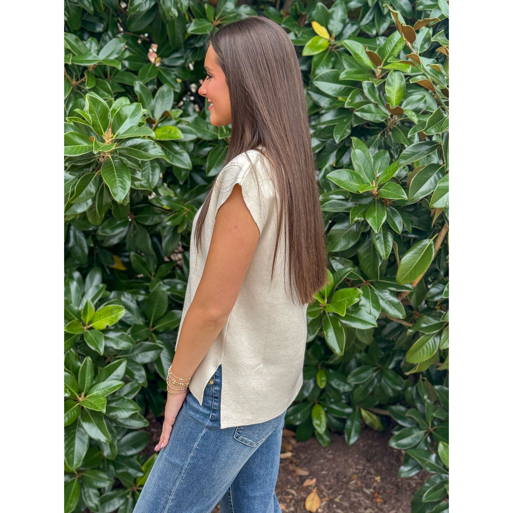 Lindee V-Neck Sweater Vest - Cream