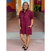 Kathy Floral Applique Dress - Burgundy