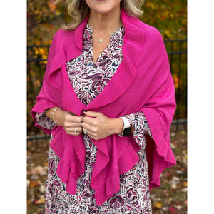 Ava Ruffle Wrap - Metallic Magenta Pink