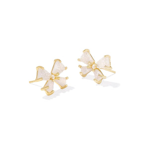 KENDRA SCOTT BLAIR BOW SMALL STUD EARRINGS GOLD IRIDESCENT DRUSY