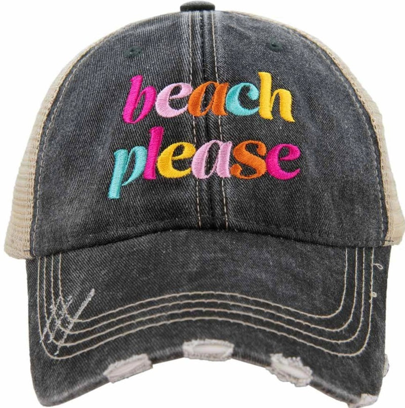 Beach Please Trucker Hat - Lowercase Multicolor