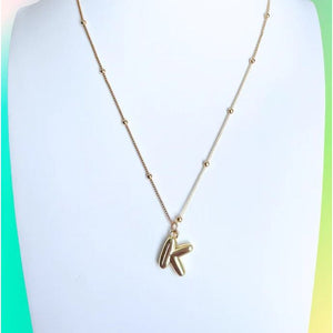 Gold Bubble Initial Necklace - K