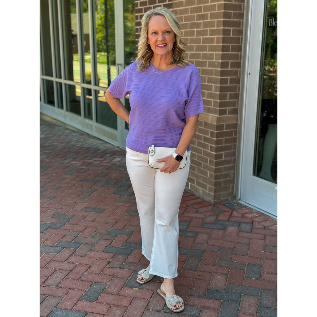 Hazel Soft Rib Short Sleeve Sweater - Iris