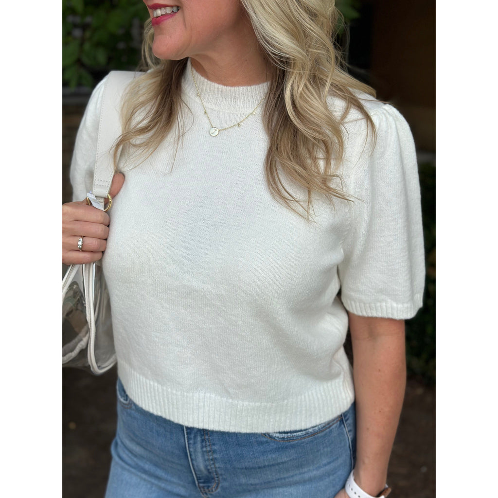 Davina Short Sleeve Sweater - Ivory