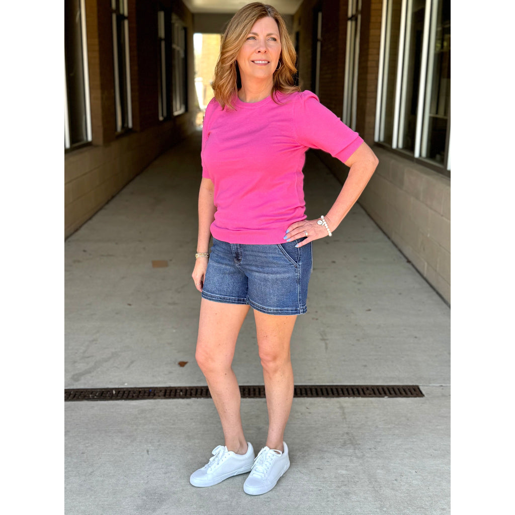 Torrie Lightweight Sweater Top - Hot Pink