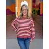 Landyn Striped Raglan Long Sleeve Sweater - Marsala