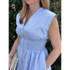 Leanne Solid V-Neck Sleeveless Midi Dress - Baby Blue