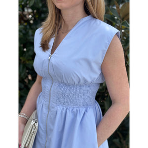 Leanne Solid V-Neck Sleeveless Midi Dress - Baby Blue