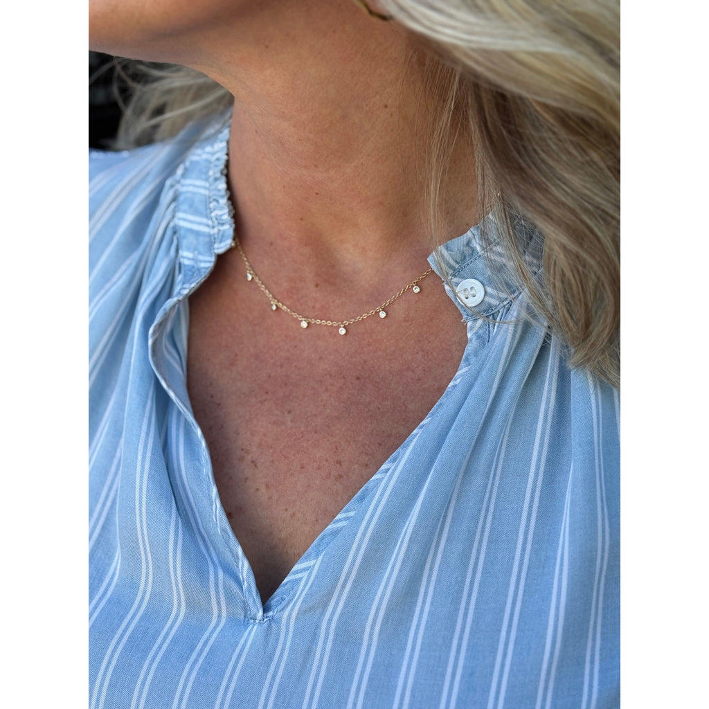 Dear John Sammi Novelty Top - Straight Blue