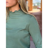 Hillary Lettuce Edge Turtleneck Pullover Sweater - Dark Sage