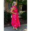 Briff Floral Fairness Poplin Surplice Midi Dress - Pink/Red
