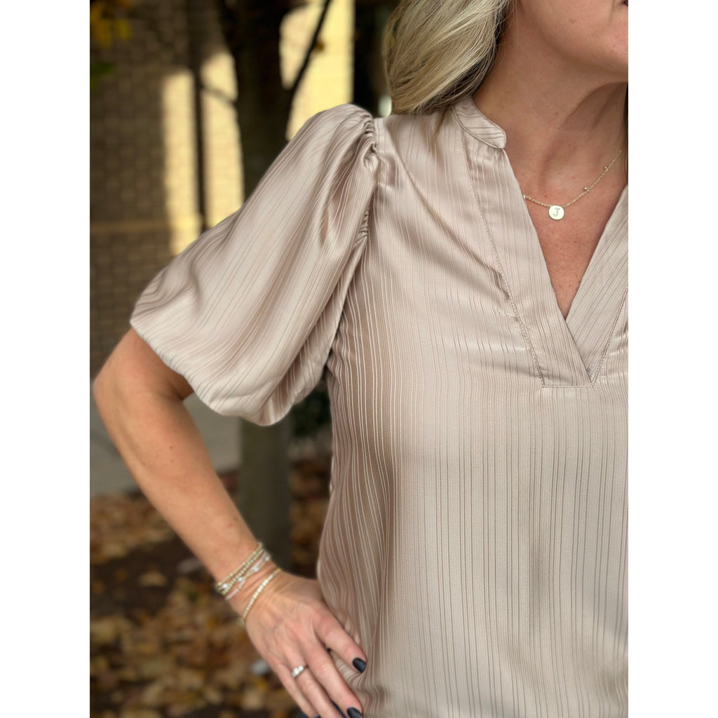 Reva Puff Sleeve Top - Taupe