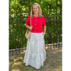 Janice Short Sleeve Knit Cardigan - Red