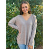 Layla Waffle Knit V-Neck Sweater - Mocha