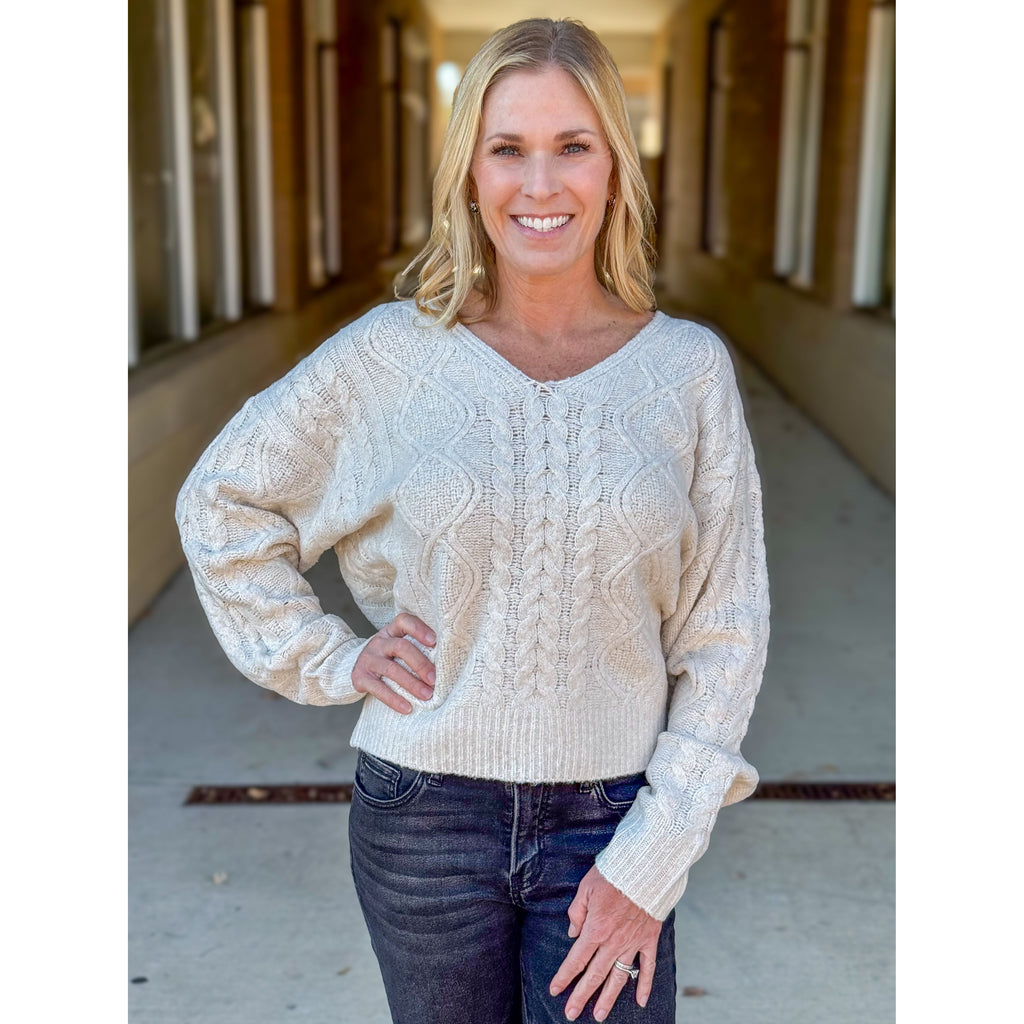 Dear John Lexi Cable Knit Sweater - Oatmeal