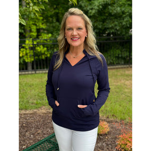 Scarlett Cuffed Sleeve Pullover - Navy