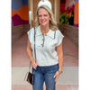 Emmie Solid Sweater Knit Top with Contrast Accent - Cream