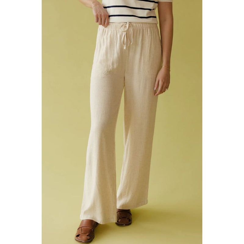 Bindi Casual Crop Linen Pants - Natural – Bless Your Heart Boutique