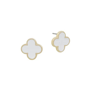 Clover Post Earrings - White