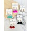 Color Coated 3 Geometric Earrings - White