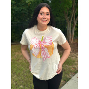 Pink Pumpkin Graphic Tee - Cream