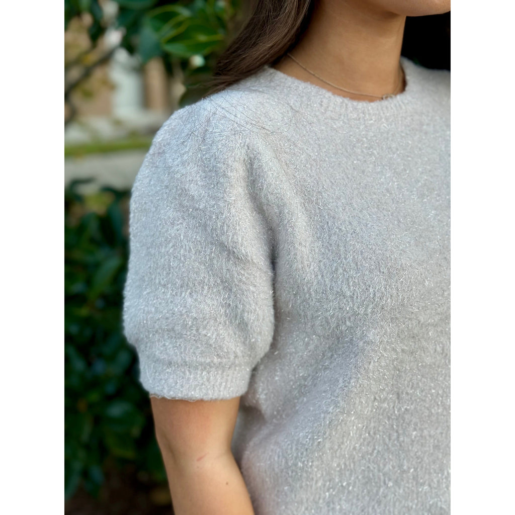 Gwendolyn Lurex Crew Neck Sweater - Blush