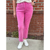 Rory Acid Washed High Waist Cropped Straight Pants - Hot Pink