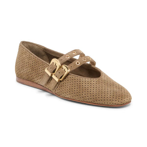 Dolce Vita Baylee Grommet Ballet Flats Perforated Suede - Olive