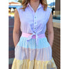 Annie Striped Colorblock Midi Dress - Pastel