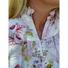 Landria Ruffle Collar Front Button Blouse - Pink Multi