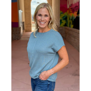 Laramie Ultra Soft Cap Sleeve Sweater - Dusty Teal