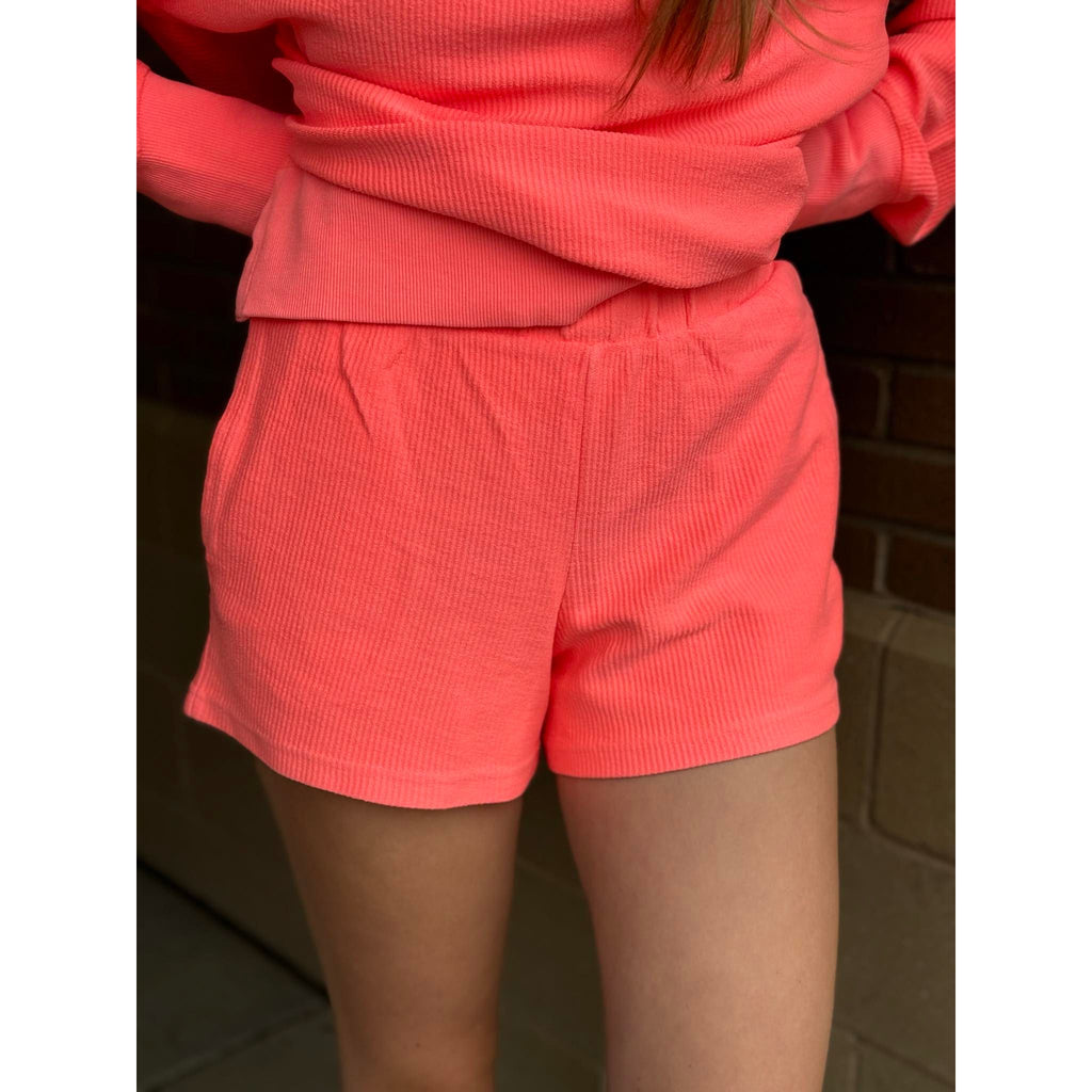 Darya Luxe Corded Shorts - Coral - FINAL SALE