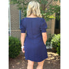 Denise Solid Side Pockets Dress - Navy