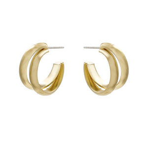 Double Hoop Earrings - Satin Gold