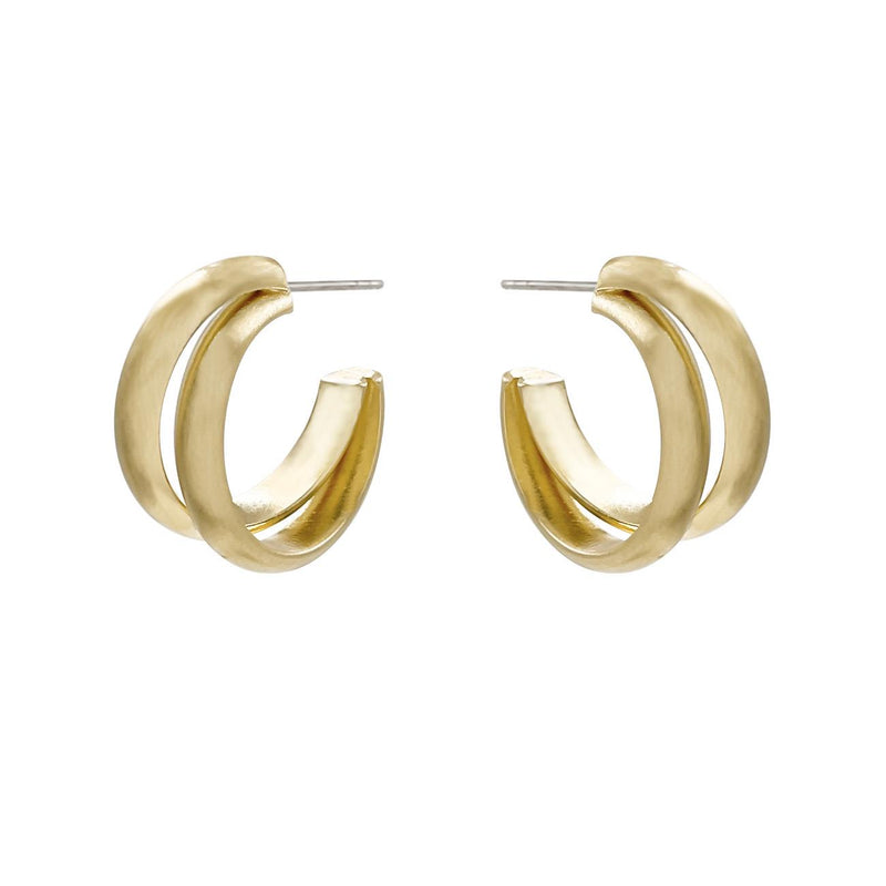 Double Hoop Earrings - Satin Gold