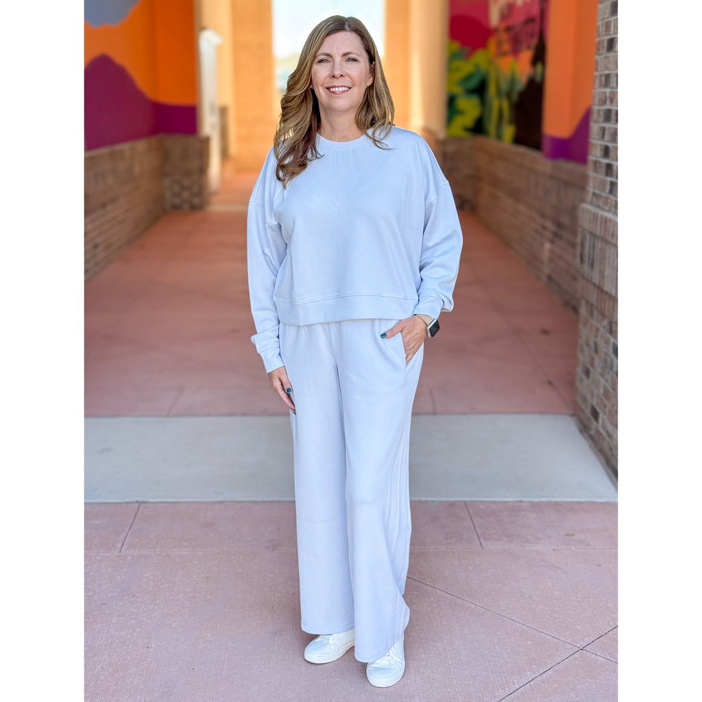 Courtney Luxe Sand Wash Rib Top - Halogen Blue