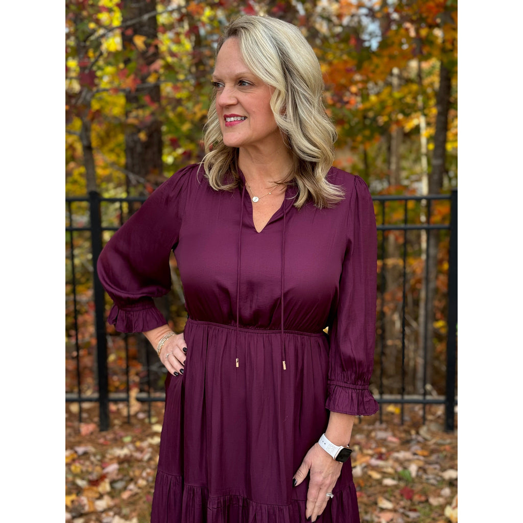 Emery Ruffle Tiered Maxi Dress - Plum