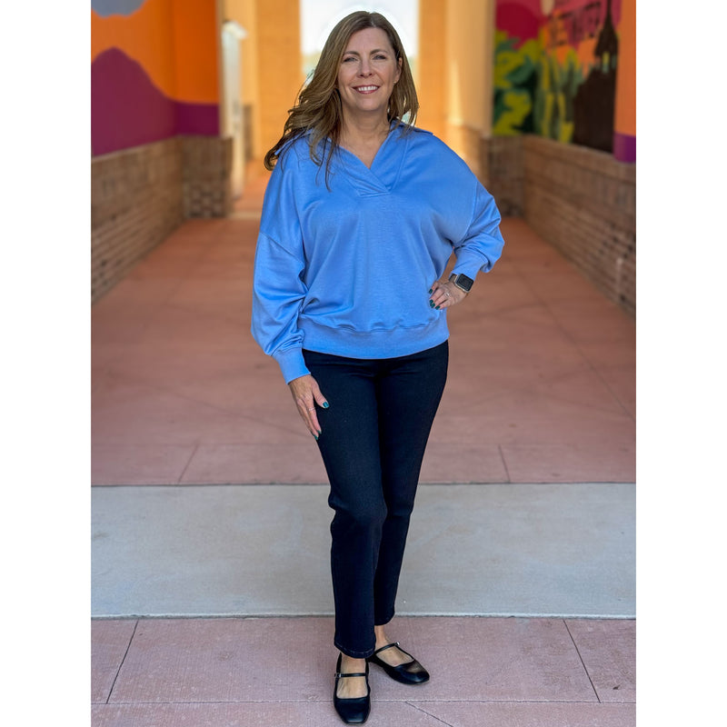 Melinda Buttery Soft Knit Pullover - Periwinkle Blue