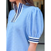 Palmer Textured Puff Sleeve Top - Blue