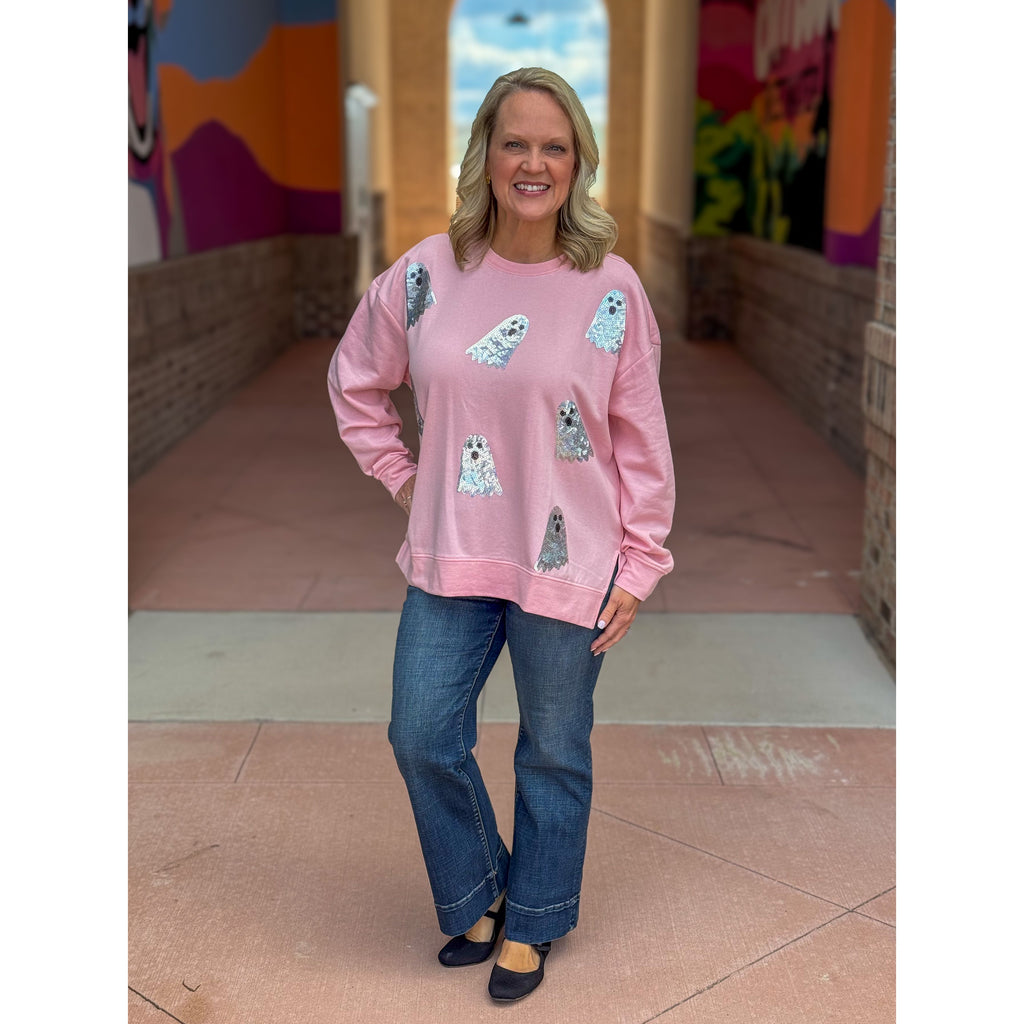 Ghost Sparkle Sweatshirt - Pink